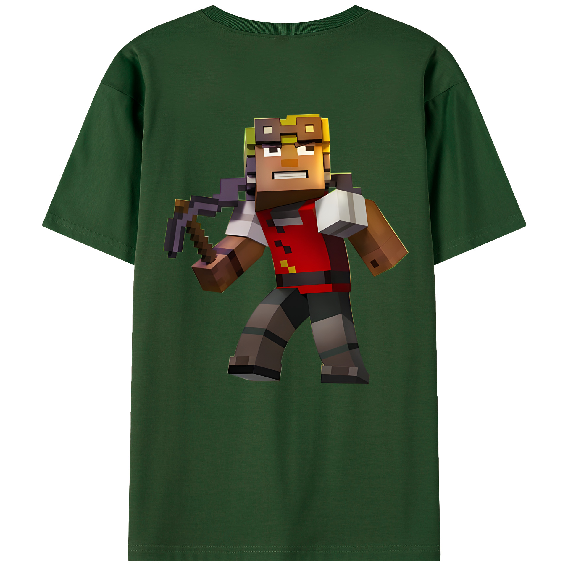 （画像用） マインクラフト ブロックの世界 Minecraft MC Block world 綿100％半袖Tシャツ（背面プリント）